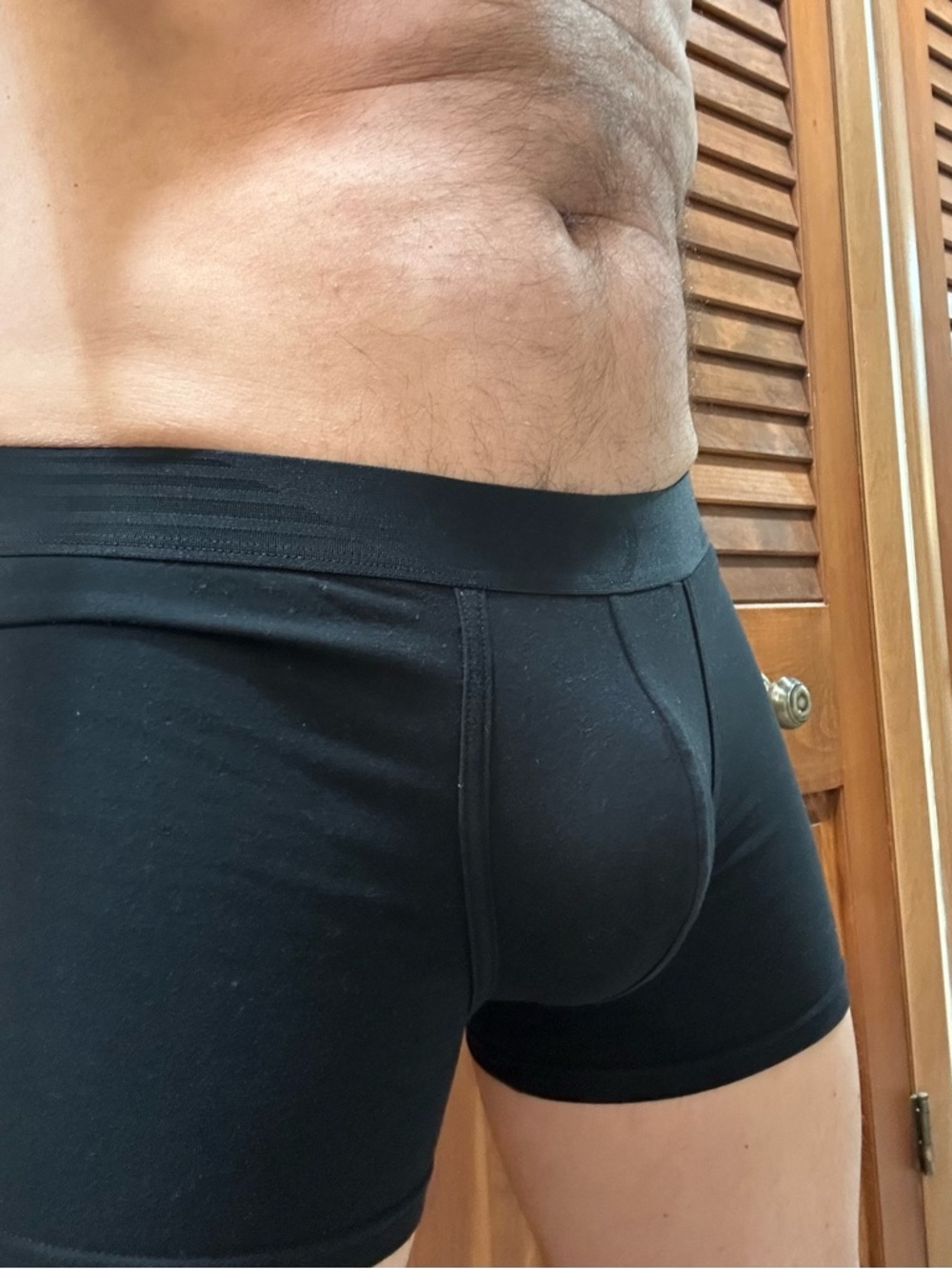 Men's Black Stretch Boxer Briefs with padded rear - Comfortable Everyday Support